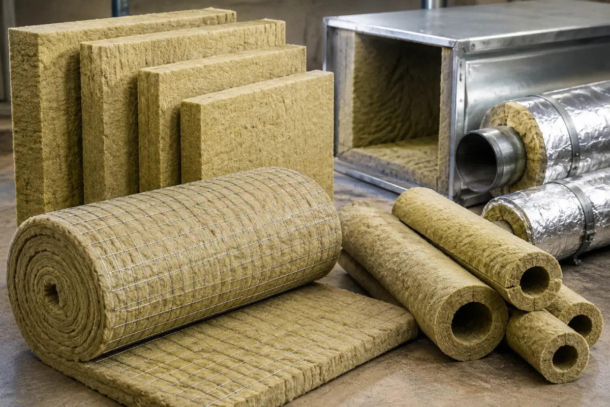 Density Rockwool untuk insulasi panas dan suara pada aplikasi bangunan, ducting, perpipaan, dan proyek industri.