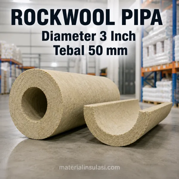 Jual Rockwool Pipa Diameter 3 Inch Tebal 50 mm untuk Insulasi Pipa