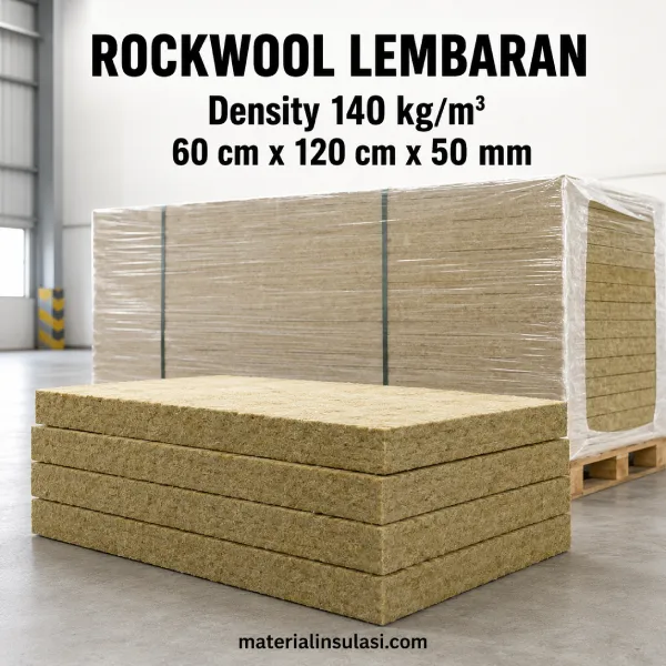 Jual Rockwool Lembaran Density 140 kg/m³ Ukuran 60 × 120 cm Tebal 50 mm