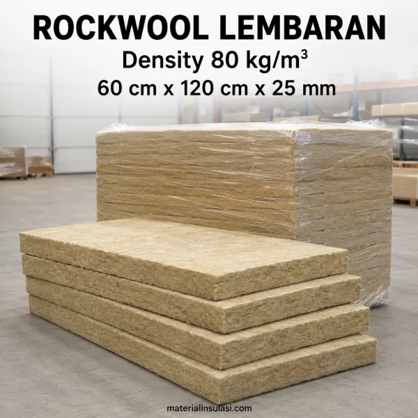Rockwool Lembaran Density 80 kg/m³ Ukuran 60 × 120 cm Tebal 25 mm