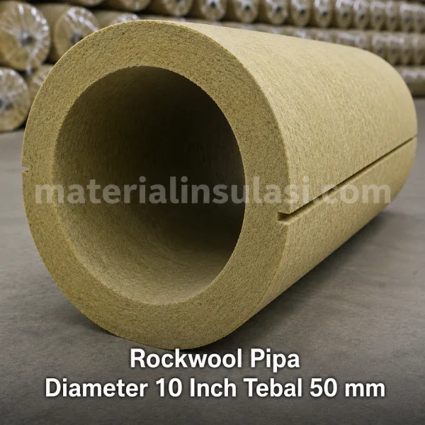 Rockwool Pipa Diameter 10 Inch Tebal 50 mm untuk Insulasi Pipa