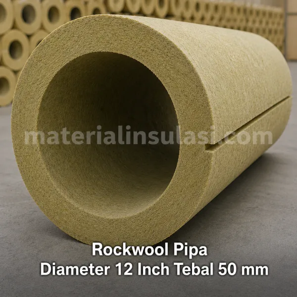 Rockwool Pipa Diameter 12 Inch Tebal 50 mm untuk Insulasi Pipa