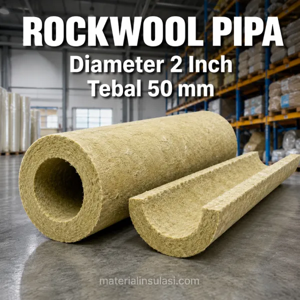 Rockwool Pipa Diameter 2 Inch Tebal 50 mm untuk Insulasi Pipa