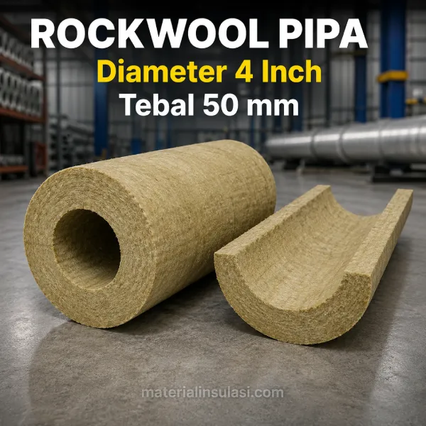Rockwool Pipa Diameter 4 Inch Tebal 50 mm untuk Insulasi Pipa