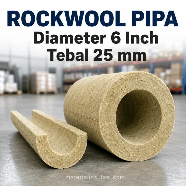 Rockwool Pipa Diameter 6 Inch Tebal 25 mm untuk Insulasi Pipa