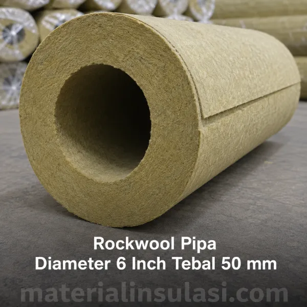 Rockwool Pipa Diameter 8 Inch Tebal 50 mm untuk Insulasi Pipa